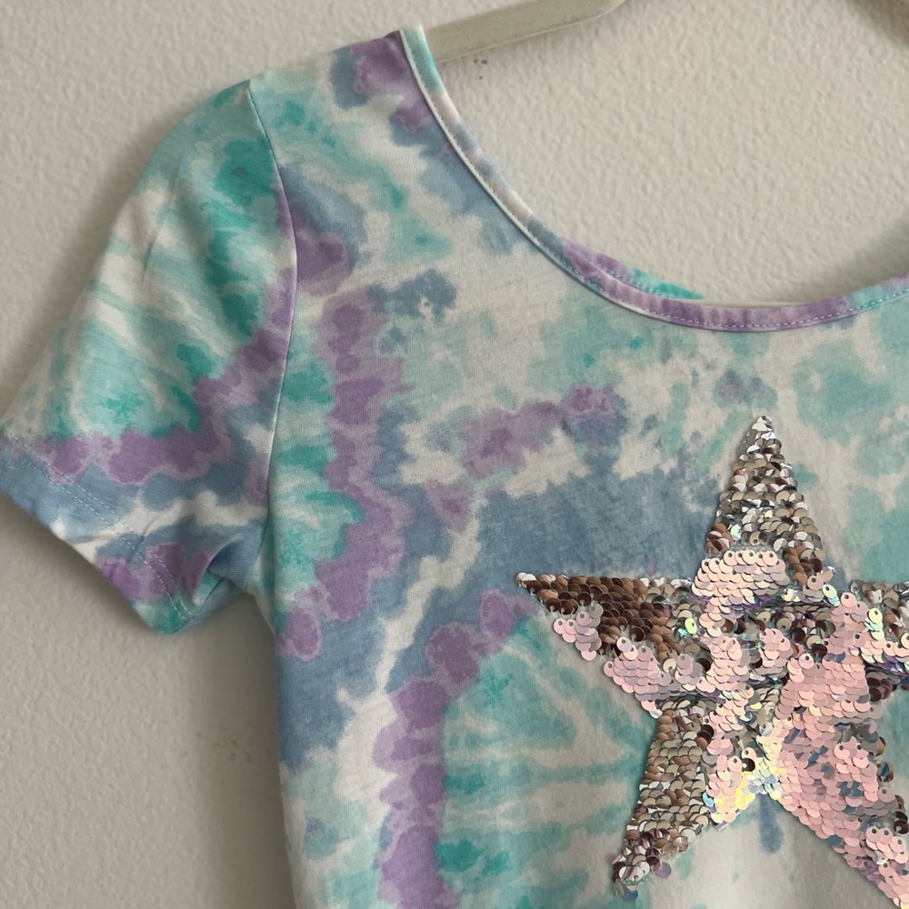 Blue and Green tye-dye Casual Sundress with Scoop Neck - Picture 3 of 16